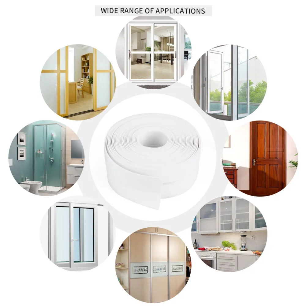 

5M Sealing Tape Window Self Adhesive Silicone Waterproof DIY Cut 35mm Living Room Bedroom White Door Strip Home Accessories