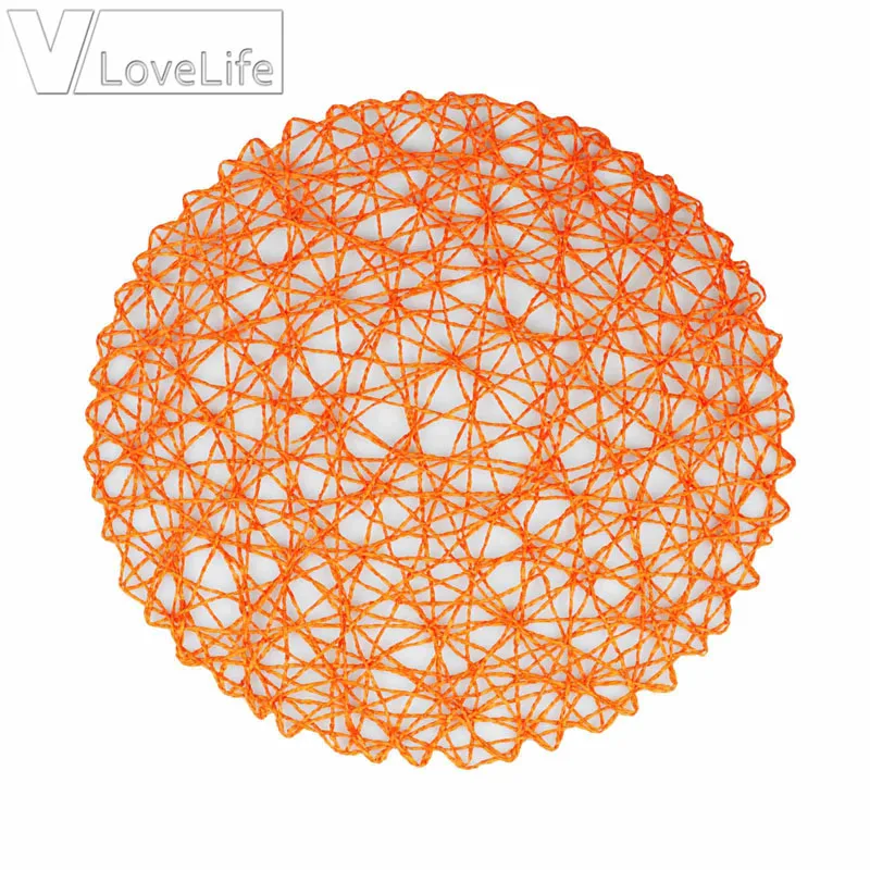 15 дюймов вязание крючком круглвя плетеная коврики Бумажное Волокно столовые приборы полые декоративные салфетки обеденный коврики Декор