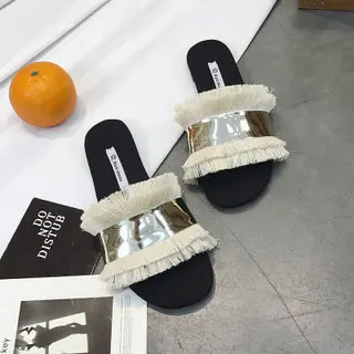 

2019 New Fashion Slip On Leisure Flip Flops Women Shoes Solid Fringe Sandals Summer Female Casual Flat Shoes XWT1705