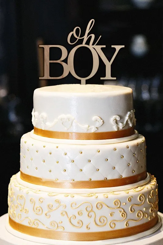 Дерево или акрил &quotOh Boy&quot торт Топпер для ребенка душ украшения детей день