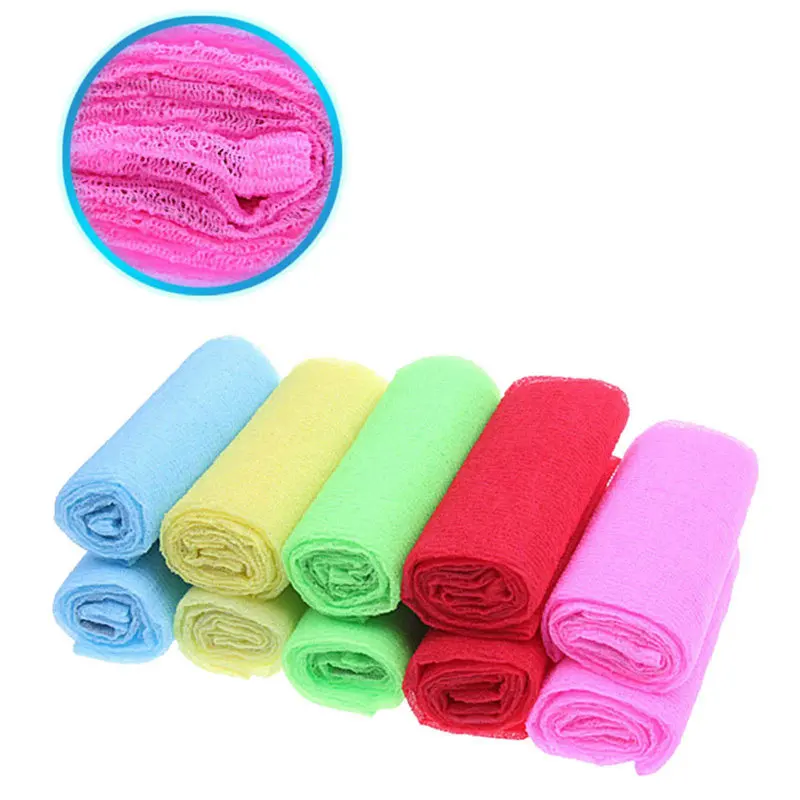 Bathroom Soft Shower Cloth Body Puff Exfoliating Cleaning Nylon Wash
