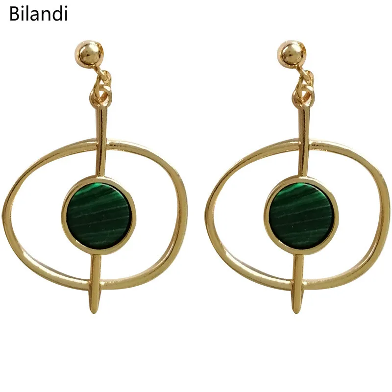 

Delicate Design Gold Post With Red Green White Composite Stone Drop Earring For Woman