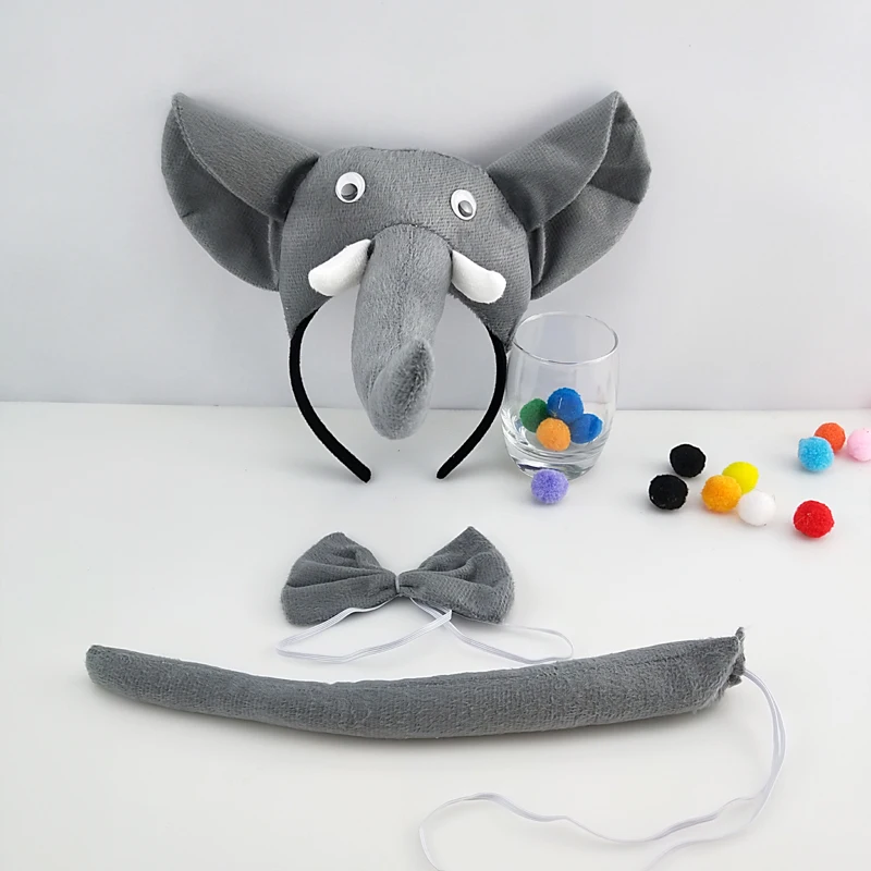 Adult Child Elephant Ears and Trunk Set Fancy Dress Headband Costume Accessory