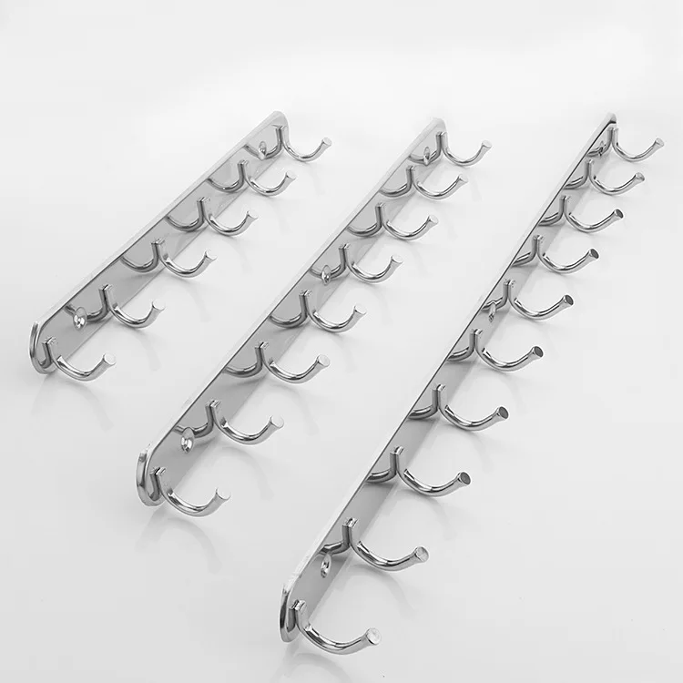 

1PC Kitchen Iron Seamless Hook Cabinet Storage Rack Multifunctional Row Hook Wardrobe 6/8/10 Crochet Rack