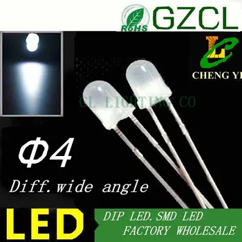 

White 4mm DIP led DIFFUSED round 2-pin light diode 3.0-3.5V light led diode