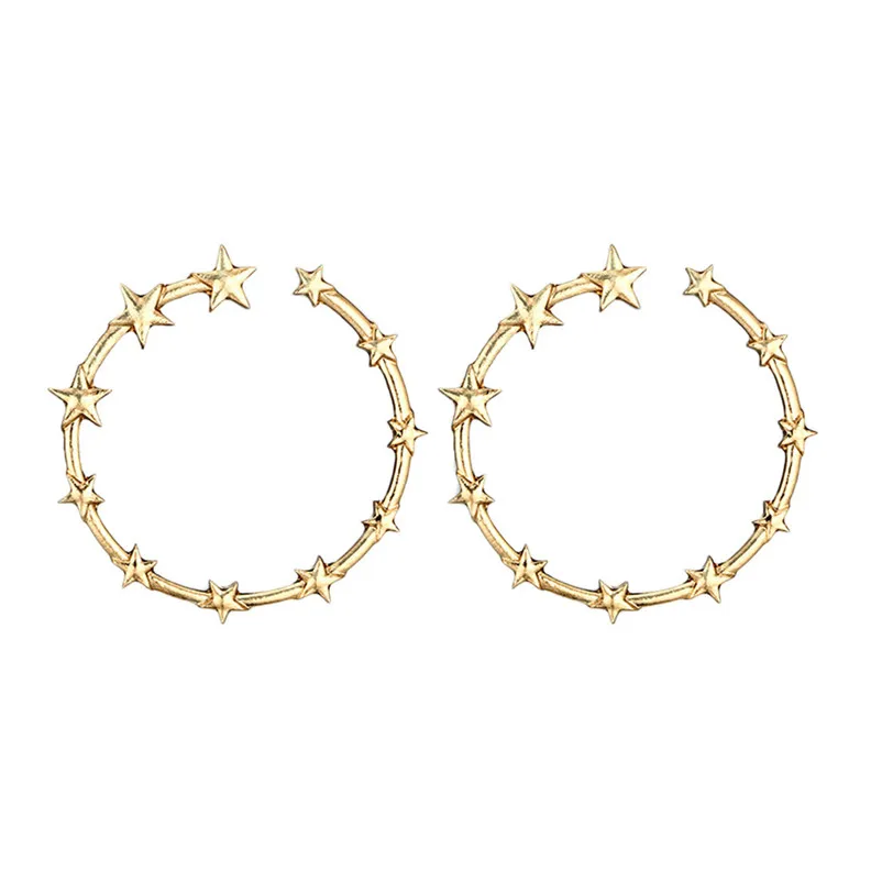 2018 Fashion Top Popular Earrings SilverGold Stainless Steel Lady Big STAR Shape Ring Hoop Earrings Boucle d'oreille Y10#N (1)