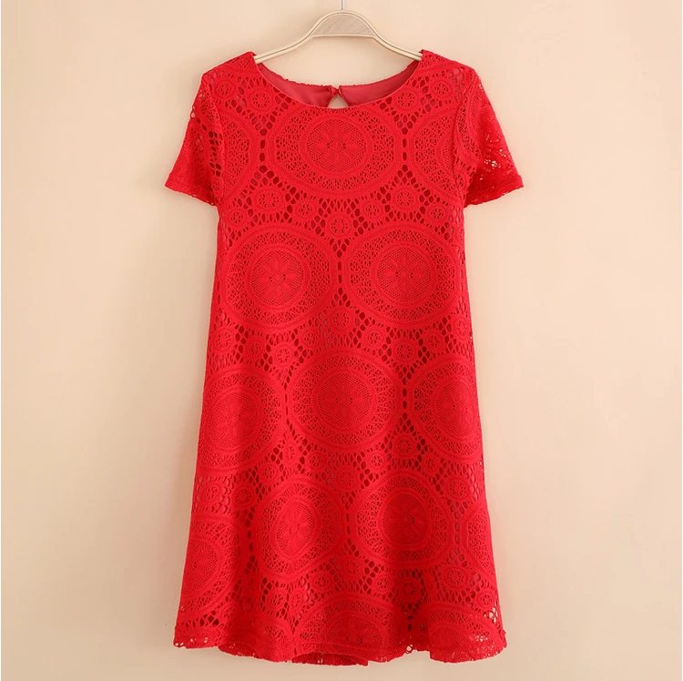 

Summer Style European New Arrivals Women Dresses Fashion Casual Lace A Line Plus Size Dress White Black Green Red Clothing