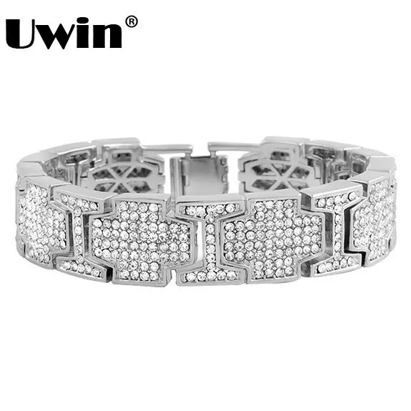 2017 Men S Hip Hop Bling Bracelet Covered Simulated 2017 Men S Hip Hop Bling Bracelet Covered Simulated Rhinestones Chain Silever Color Iced Out Jewelry In Link Bracelets From