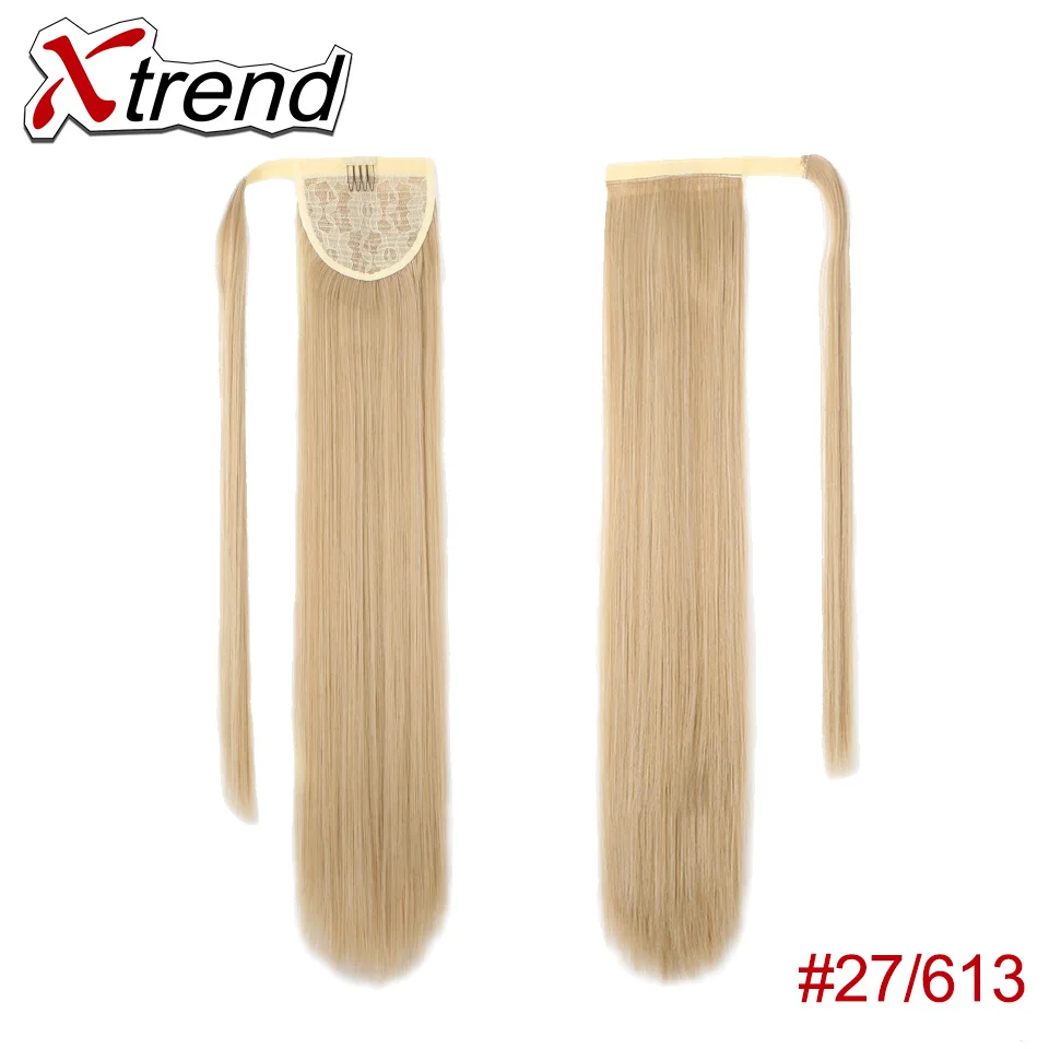 Xtrend Синтетические прямые накладные шиньоны в виде конского хвоста с заколками для женщин 24 дюйма Длинные накладные волосы для наращивания высокотемпературное волокно - Цвет: NC/4HL