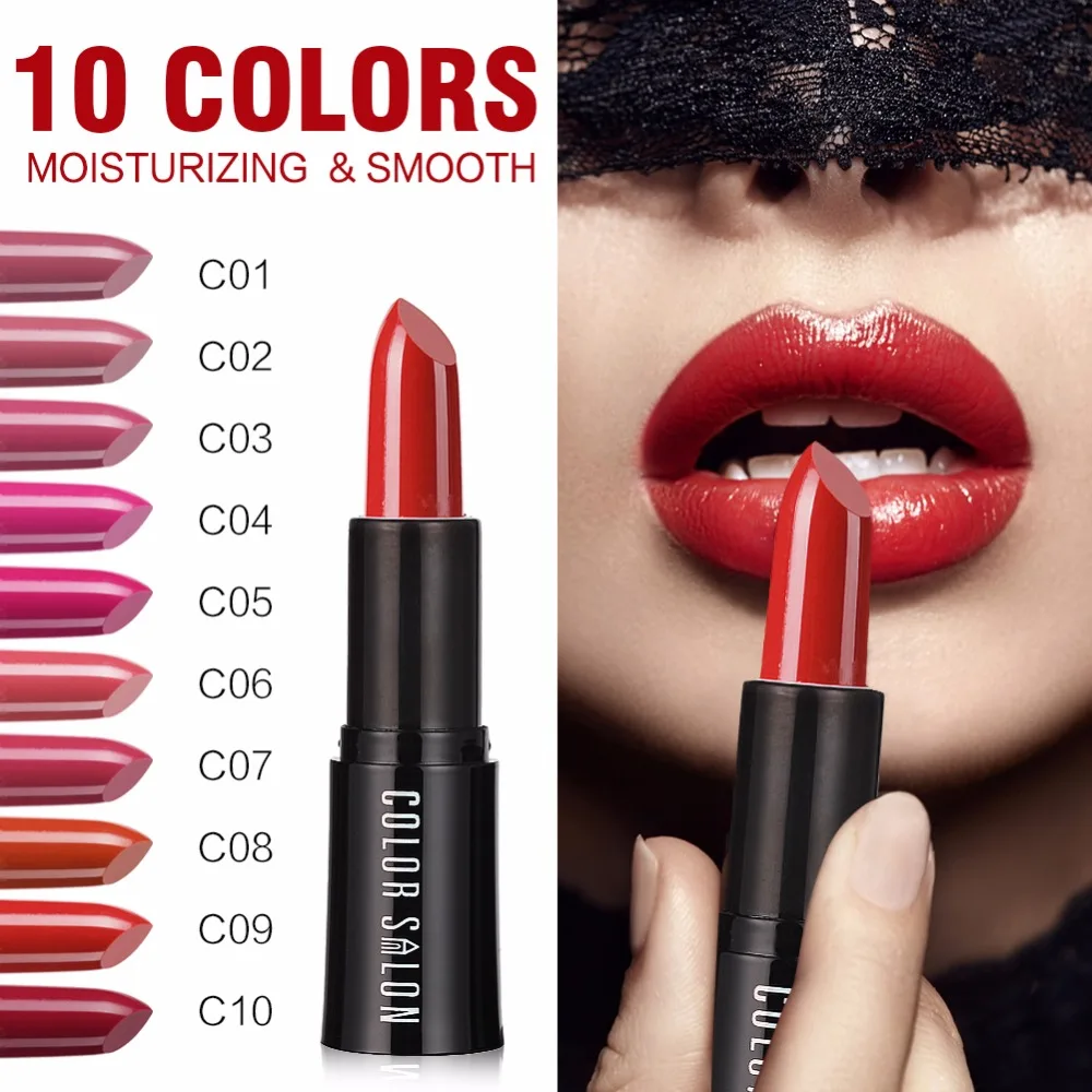 

Color Salon Lipstick 10 Colors Sexy Make Up Long-lasting Rose Red Matte Lip Stick Pink Pigment Lipstick Cosmetic