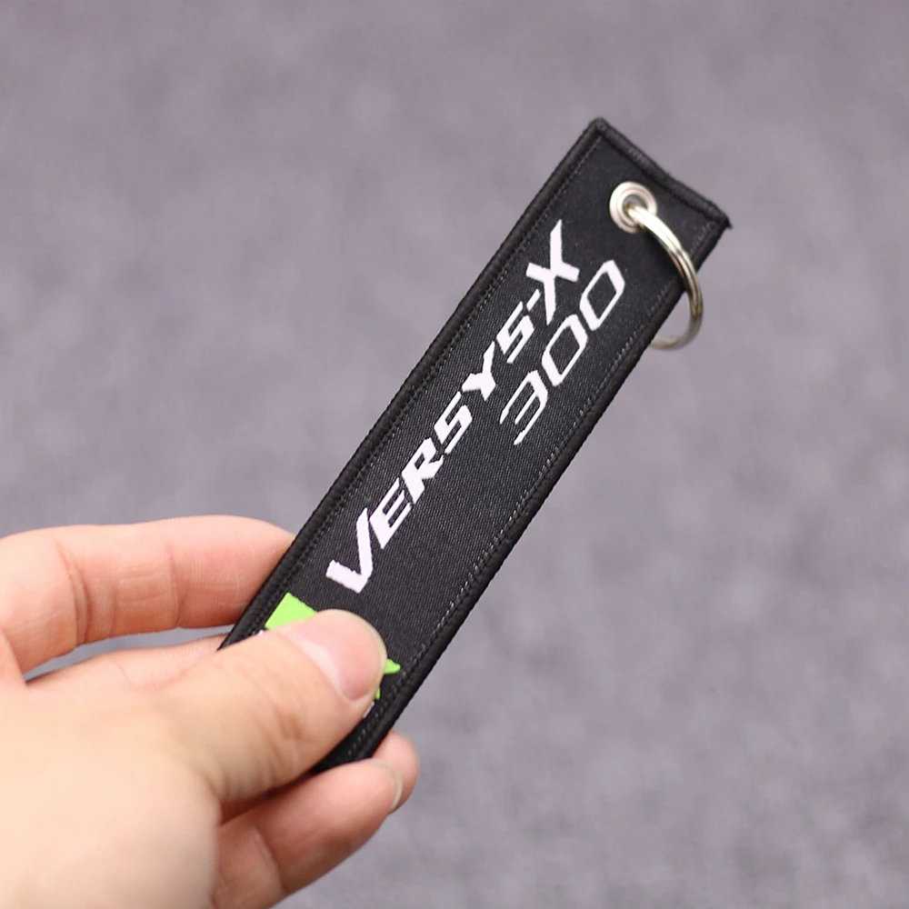 

NEW Motorcycle Embroidery Strap Key Ring Keyring For Kawasaki Versys X 300 Key Chain Keychain BLACK