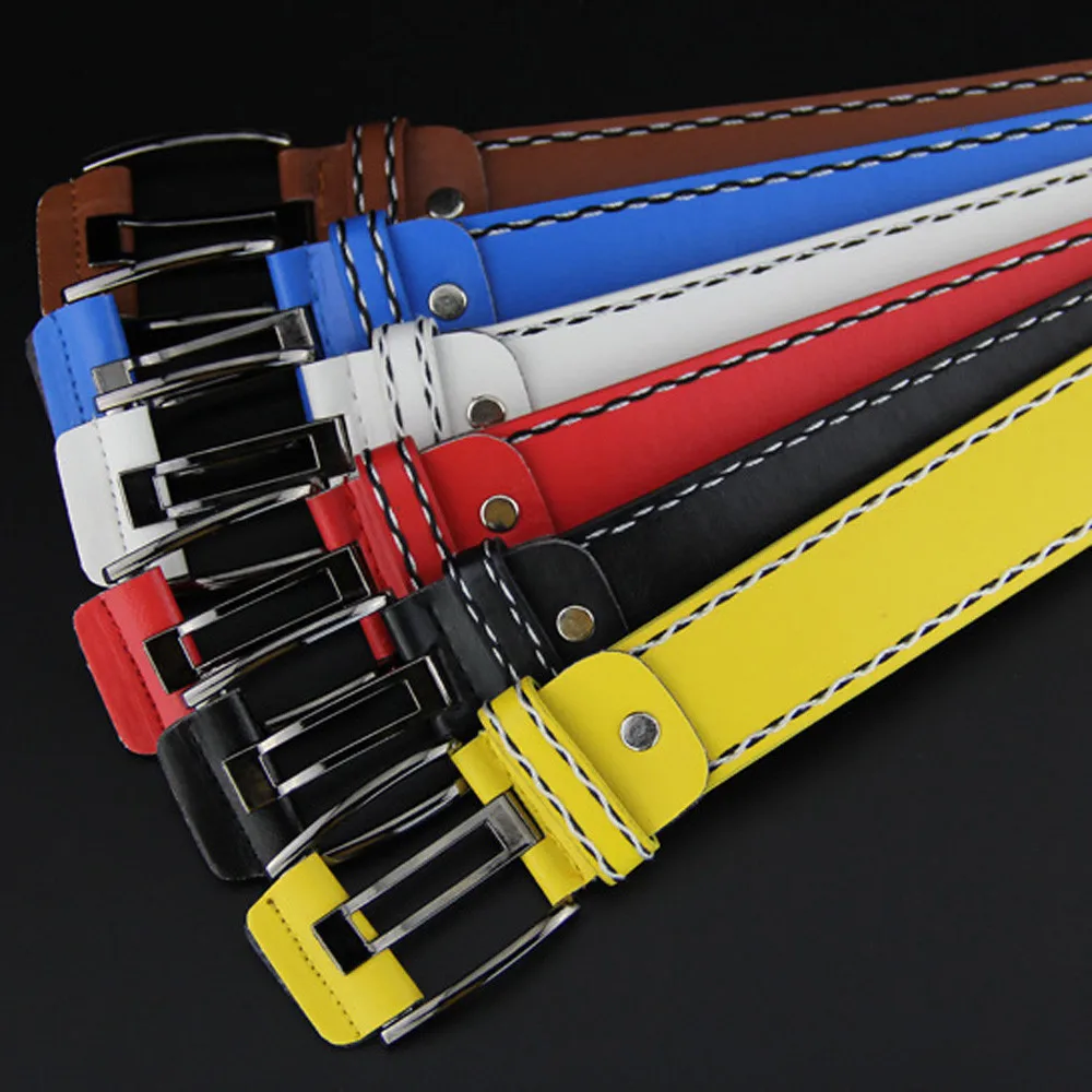 #40 Fashion Mens Belt Casual Leather Smooth Girdle Buckle Waistband Waistband Leisure Business Work Belt Strap Newly Style