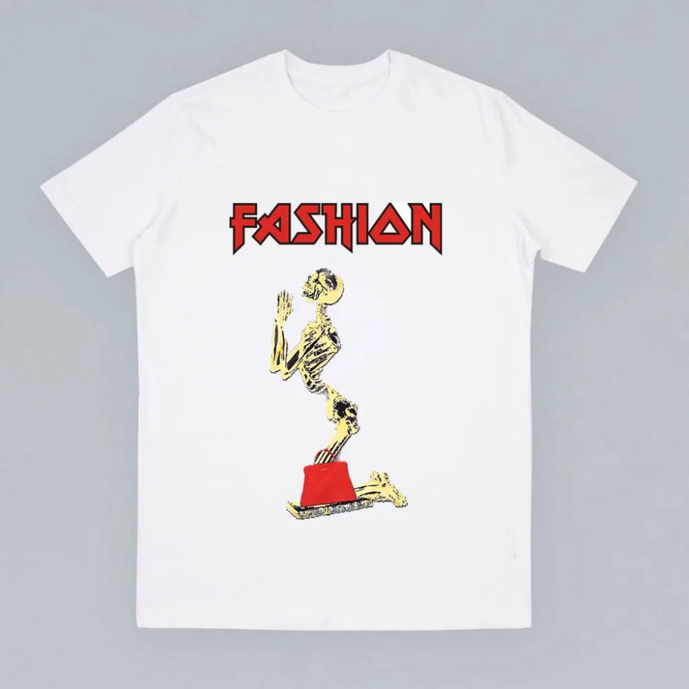 

Women Graphic Tribute White Tee Shirt Praying Skeleton Cotton Short Sleeves Tops