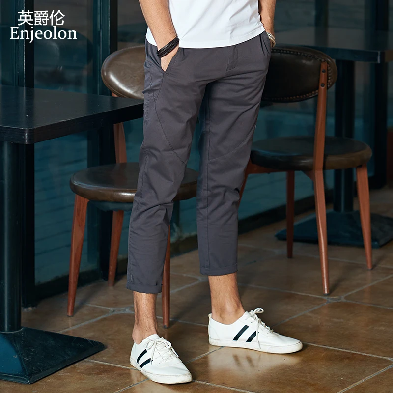 

Enjeolon brand ankle length trousers solid 7 color pencil pants men trousers pants males Causal fashion clothes K6259
