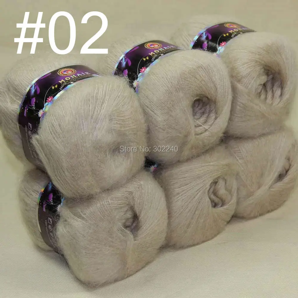 

Lot of 6 balls MOHAIR 50% Angora goats Cashmere 50% silk hand Yarn Knitting beige #02