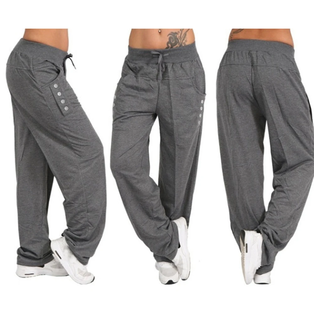 NIBESSER Plus Size Women Casual Loose Pants Sports Workout Trousers Fashion Pants Sportswear Fitness Drawstring Trousers