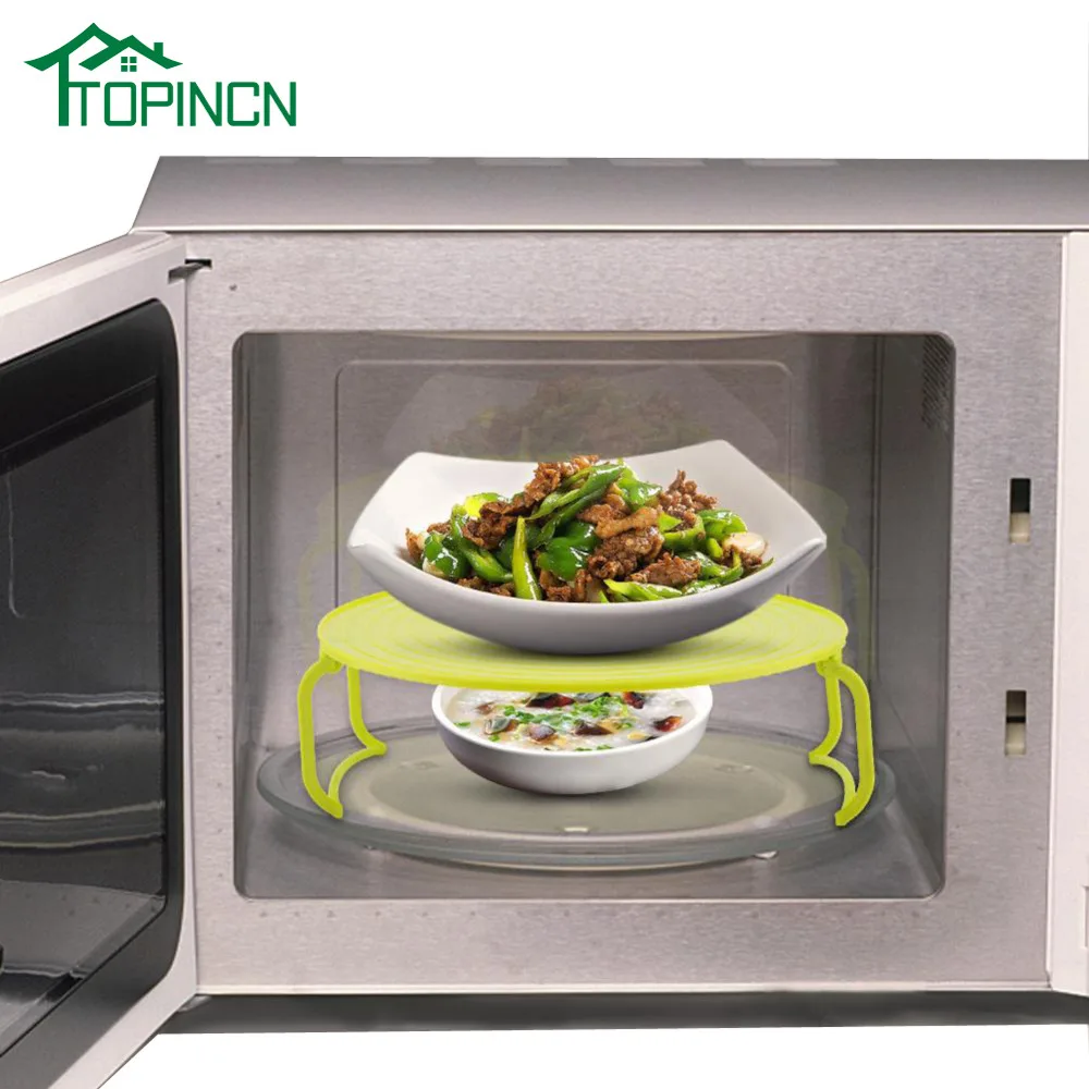 

TOPINCN Multifunctional Plastic Microwave Oven Heating Layered Steaming Rack Cooking Tray Rack