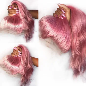 

Pink Colored Human Hair Wigs For Black Women Preplucked Wavy Lace Front Wig Glueless Full End Brazilian Remy Wigs With Baby Hair