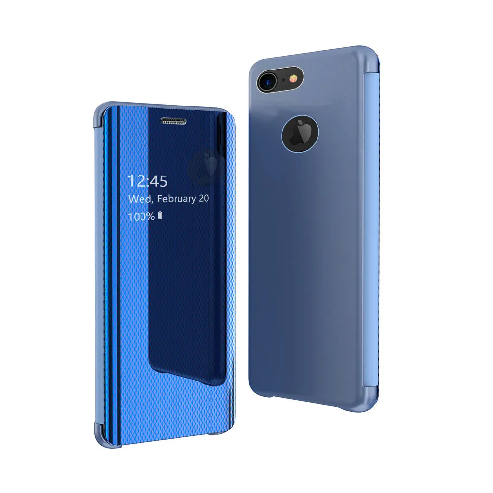 Откидной зеркальный чехол для телефона Apple iPhone XS Max XR X 10 6 S 6 S 7 8 Plus 6plus 6splus 7plus 8plus - Цвет: Blue
