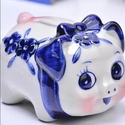 Chao Meng милые синие и белые копилки сберегательные банки сделанные вручную керамические сберегательные банки подарочные композиции - Цвет: 3