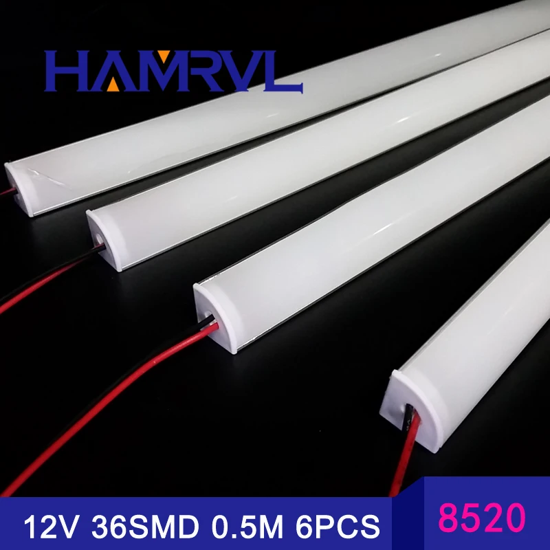 

6pcs/slot 0.5M 12V Super bright Korea 8520 36SMD chips with led v channel profil and cover 18W/M Hard Rigid LED Strip
