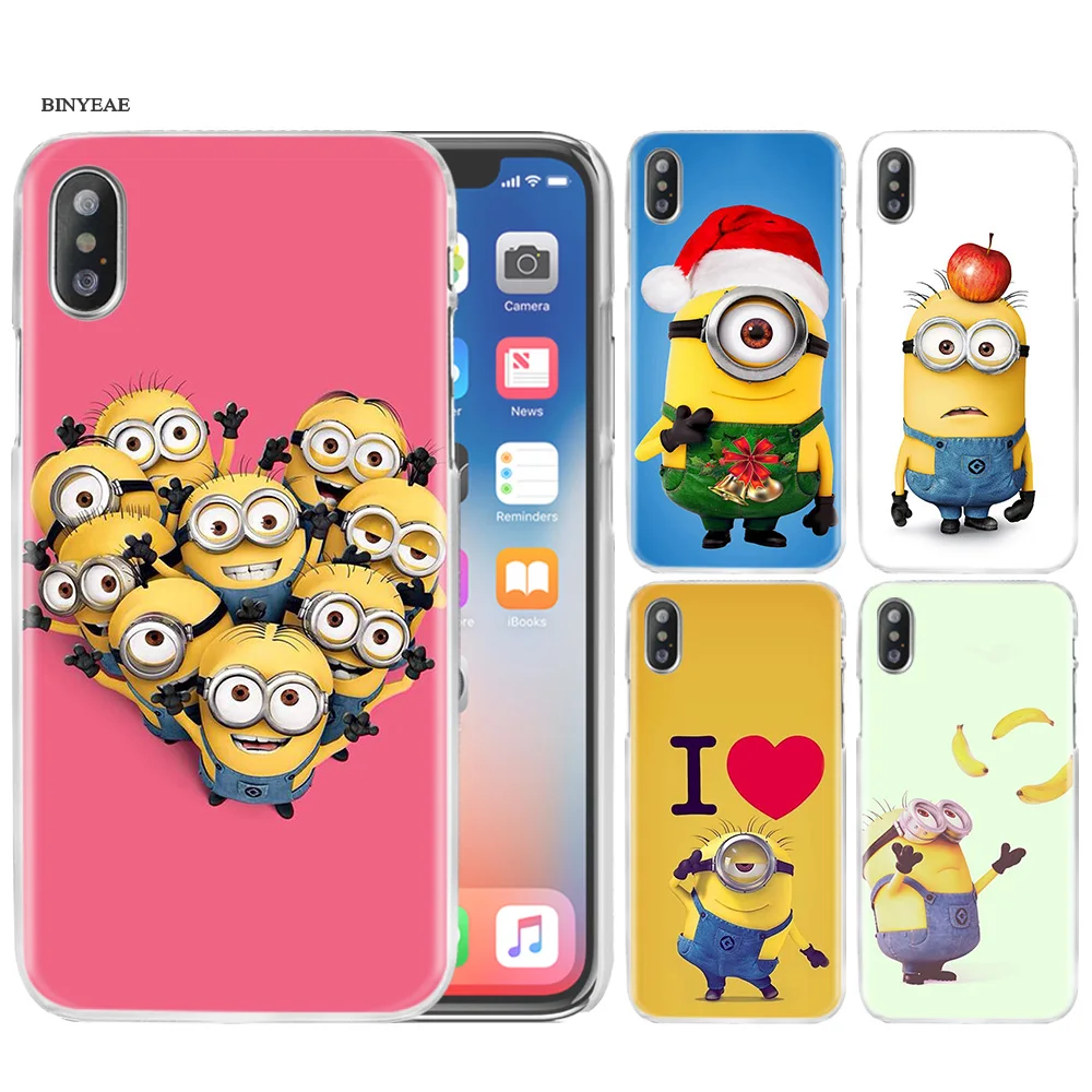 

BinYeae Despicable Me Minions Case Cover Clear Hard PC for iPhone XS Max XR 7 8 6 6s Plus X 5 5s SE 5C 4 4S