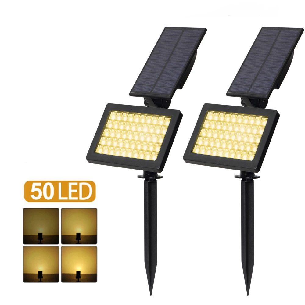 

50 LED Outdoor Landscape Light Solar Lights Spotlight Waterproof Wall Adjustable Light Warm White 3500K Solar Lights For Garden