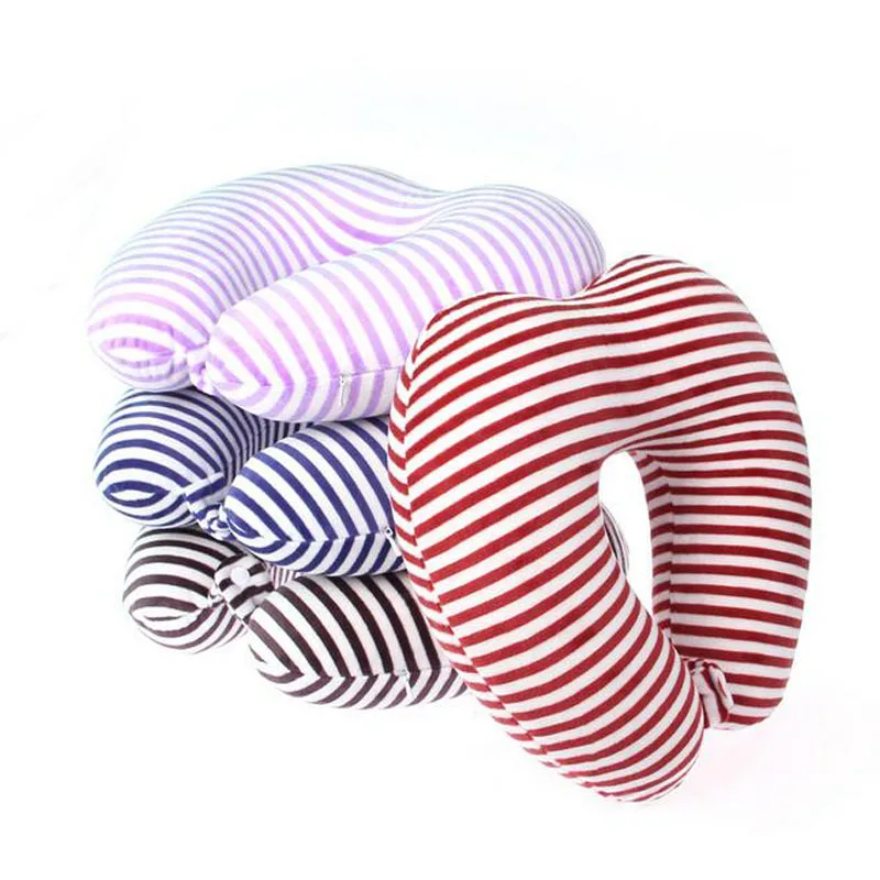 U Shape neck Pillow Love Heart Stripe Transfer Printing Travel Pillows Massager With button Memory Kissen Foam Body | Дом и сад