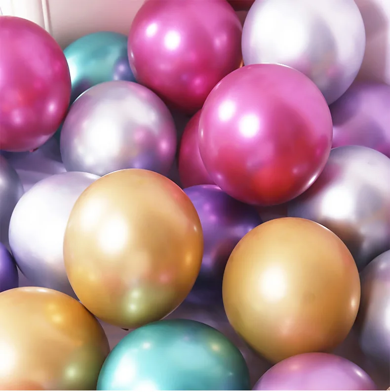 

10pcs 12inch Chrome Metallic Metal Latex Gold Silver Pink Green Purple Blue Balloons Wedding Baby Shower Birthday Party Decor