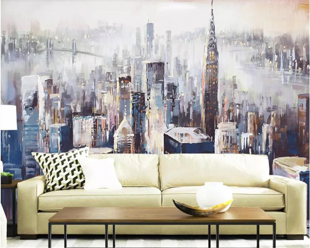 Beibehang壁紙 3d壁に 3d壁画カスタムファッションアメリカニューヨーク市景観の油絵壁紙家の装飾寝室 Wallpapers Aliexpress
