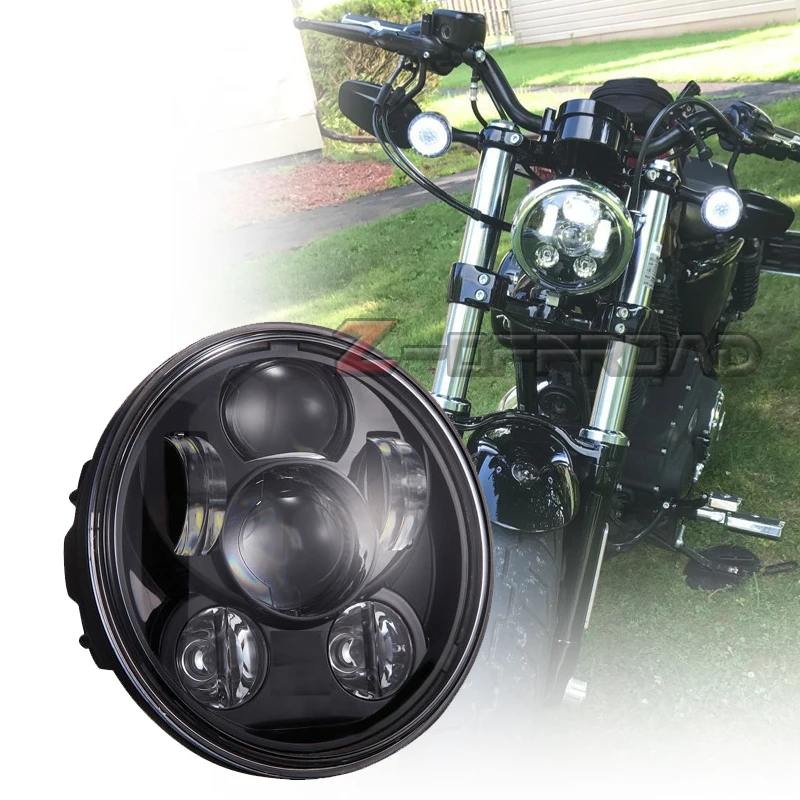 Runde Schwarz 5 75 Zoll Motorrad LED Scheinwerfer Lampe 5 3 4 "LED H4 Projektor Scheinwerfer