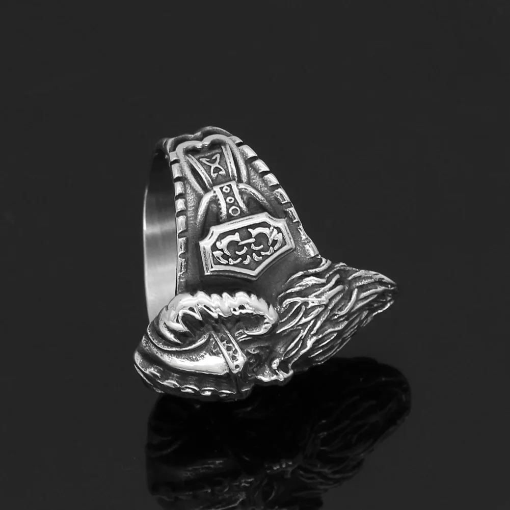 Скандинавский Викинг амулет odin Thor Hammer Mjolnir кольцо из нержавеющей стали с
