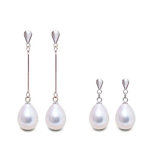2016 Fashion Natural Pearl Earrings For Women 925 Sterling Silver Jewelry 8 9mm Water Drop Pearl