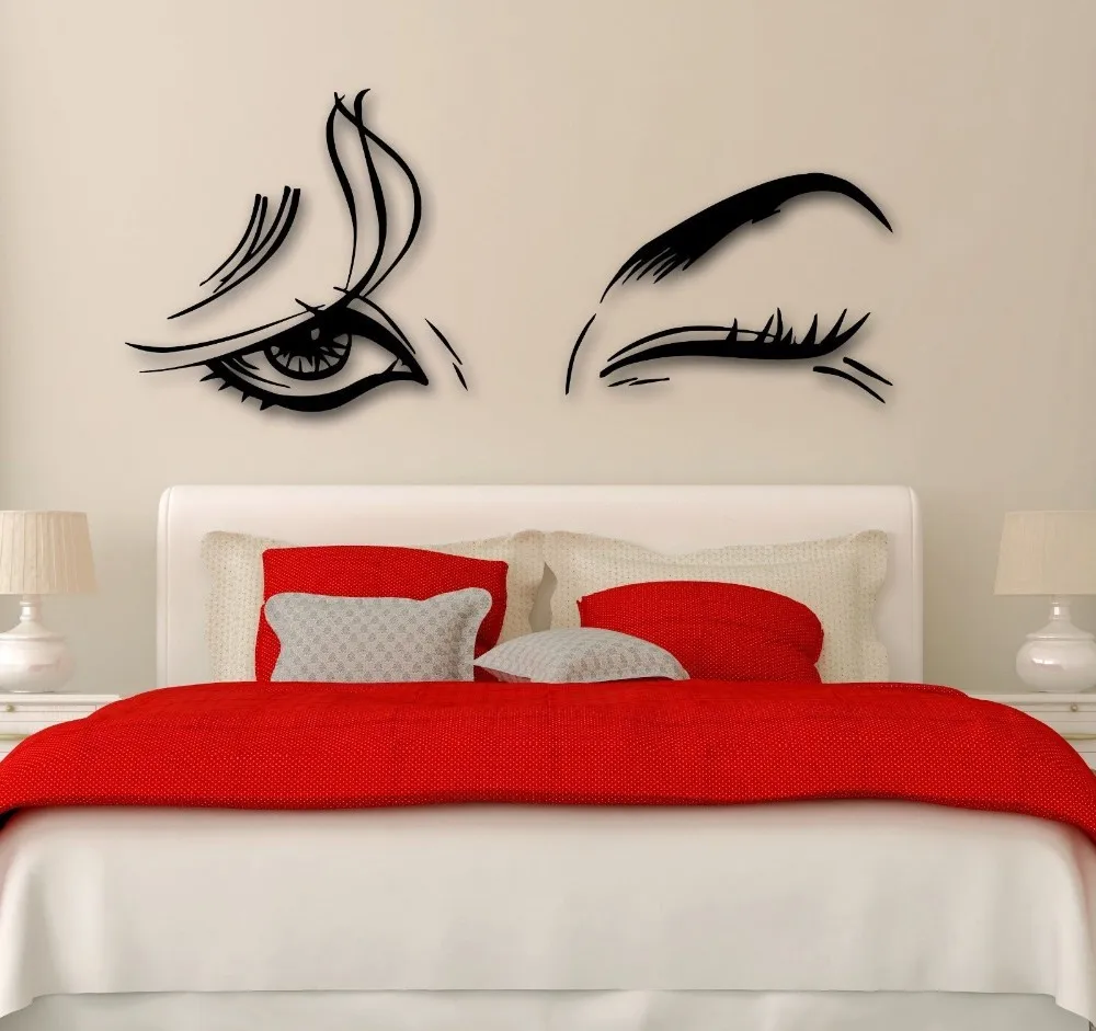 Горячая красивые женские глаза стикер на стену Виниловая наклейка для спальни художественное украшение Съемная стенная Фреска