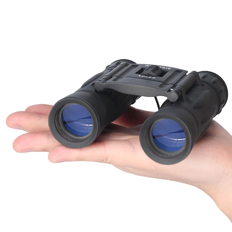 AOMEKIE الاتفاق المعادن 10X25 مناظير عدسة بصرية طوي HD في الهواء الطلق التخييم الصيد تلسكوب مع Neckstrap كيد صديق هدية