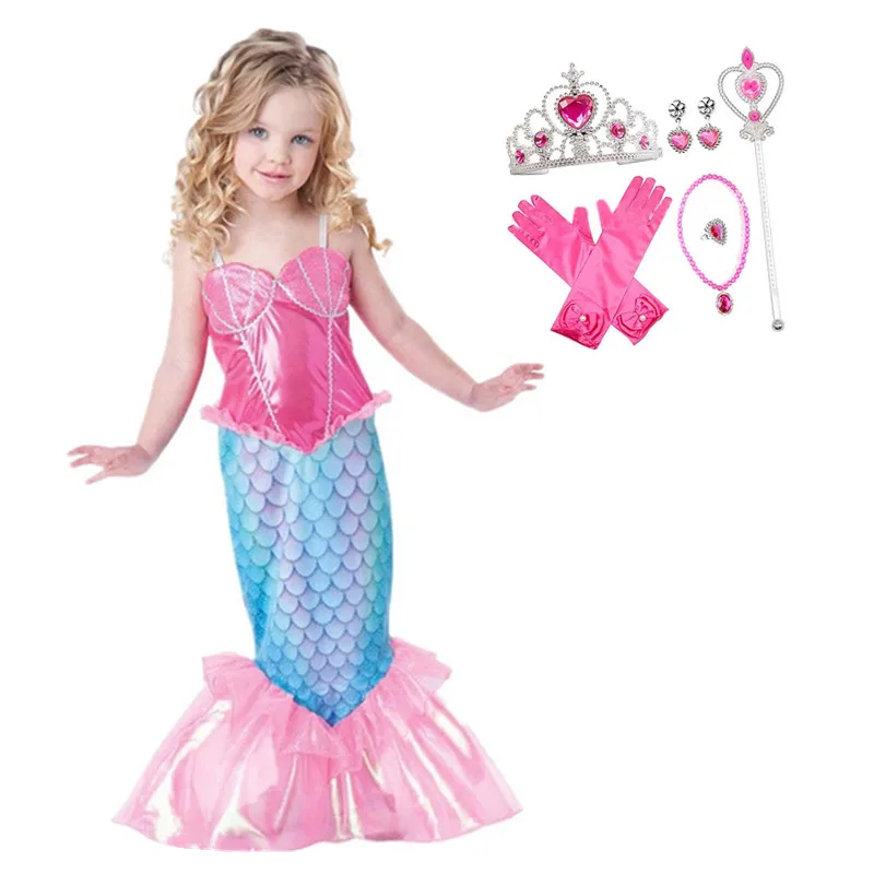 

Little Mermaid Costume Dress for Girls Birthday Party Dress Ariel Princess Cosplay Halloween Costume Outfit