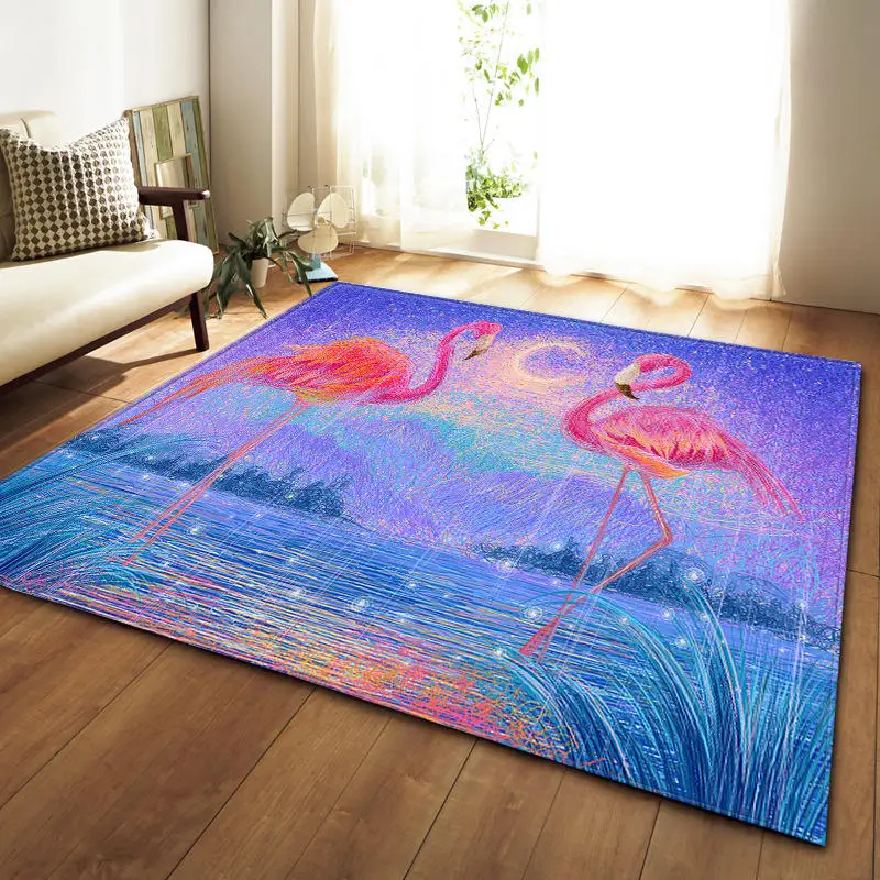 

Nordic Flamigo Colorful Animal Oil Painting 3D Printed Carpet for Livingroom Area Mat Rug Anti-slip Large Blanket Home Decor