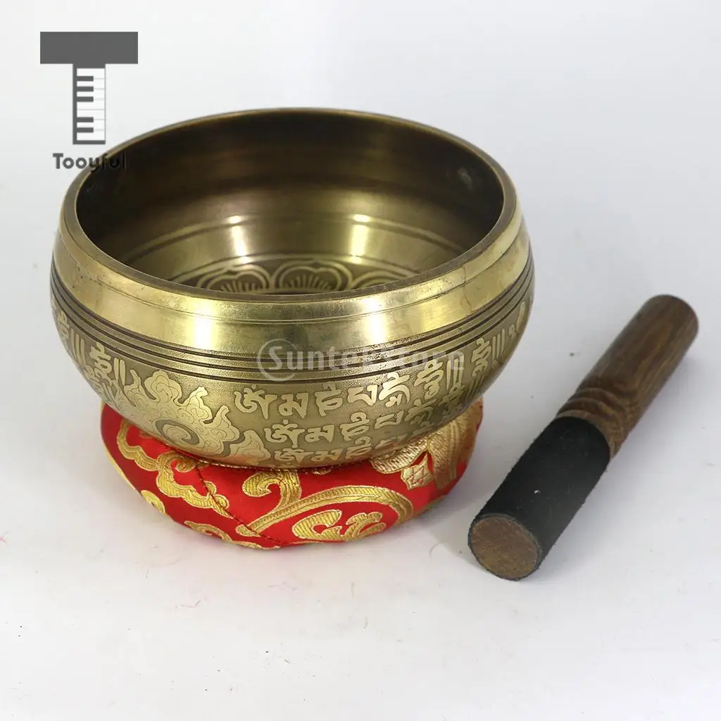 Tooyful Tibetan Handmade Silk Brocade Round Meditation Singing Bowl Cushion Ring Pillow Random Color
