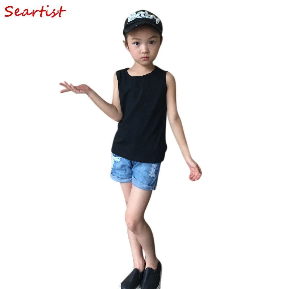 

Seartist Unisex Kids T-shirt Sleeveless Plain Black Gray T Shirt Tee Bebes Summer Tops Baby Boys Girls Clothes 2019 New 35