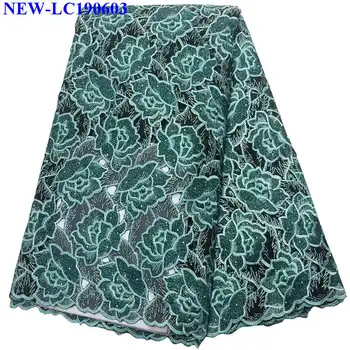 

African Lace Fabric 2019 Embroidered Nigerian beads Laces Fabric High Quality French Tulle Lace Fabric For Women 5 yards SMX04