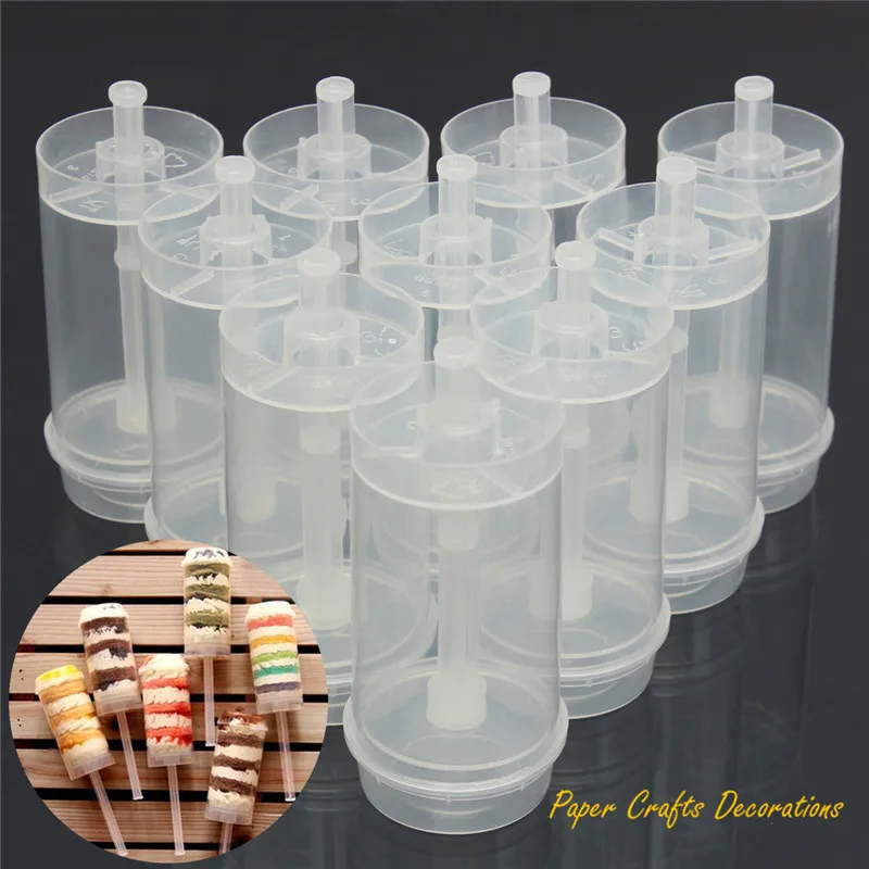 10 Pcs Reusable Plastic Cupcake Push Pop Containers Lids Cake Shooters