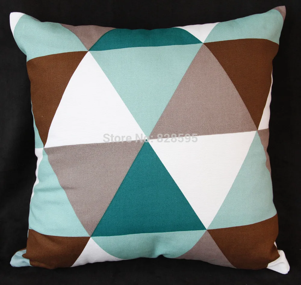 

EA250 - 16" x 16" / 40 x 40CM Multicolored triangle cotton canvas Printed A Grade Cotton Canvas Cushion Cover Pillow Case 1pcs