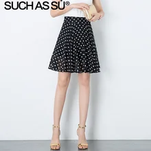 Новинка, 4 цвета, шифоновая юбка в горошек, женская летняя плиссированная юбка с высокой талией и волнистым принтом, S-3XL, мини-юбка-пачка для женщин