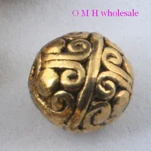 OMH оптом бесплатно 15 шт Золотой тибетский, серебристый, Круглый бисер, ювелирные металлические бусины 7,5 мм 8 мм 10 мм ZL504