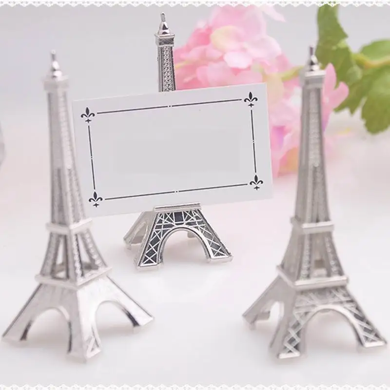 

100pcs/lot, "Evening in Paris" Eiffel Tower Silver-Finish Place Card Holder Wedding Table Decoration