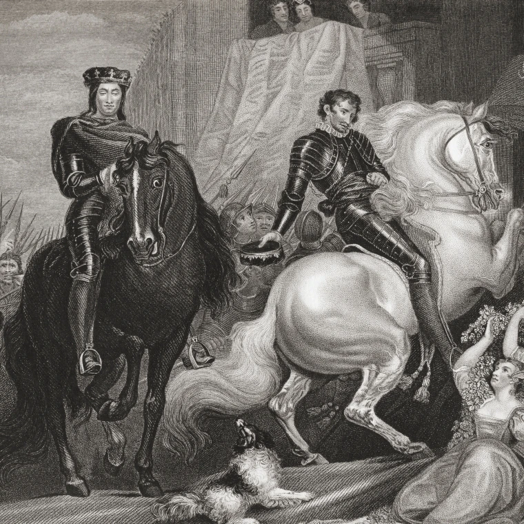 The Entry Of Richard Ii And Bolingbroke Into London  After The Painting By James Northcote. Richard Ii  1367 (34 x 26)