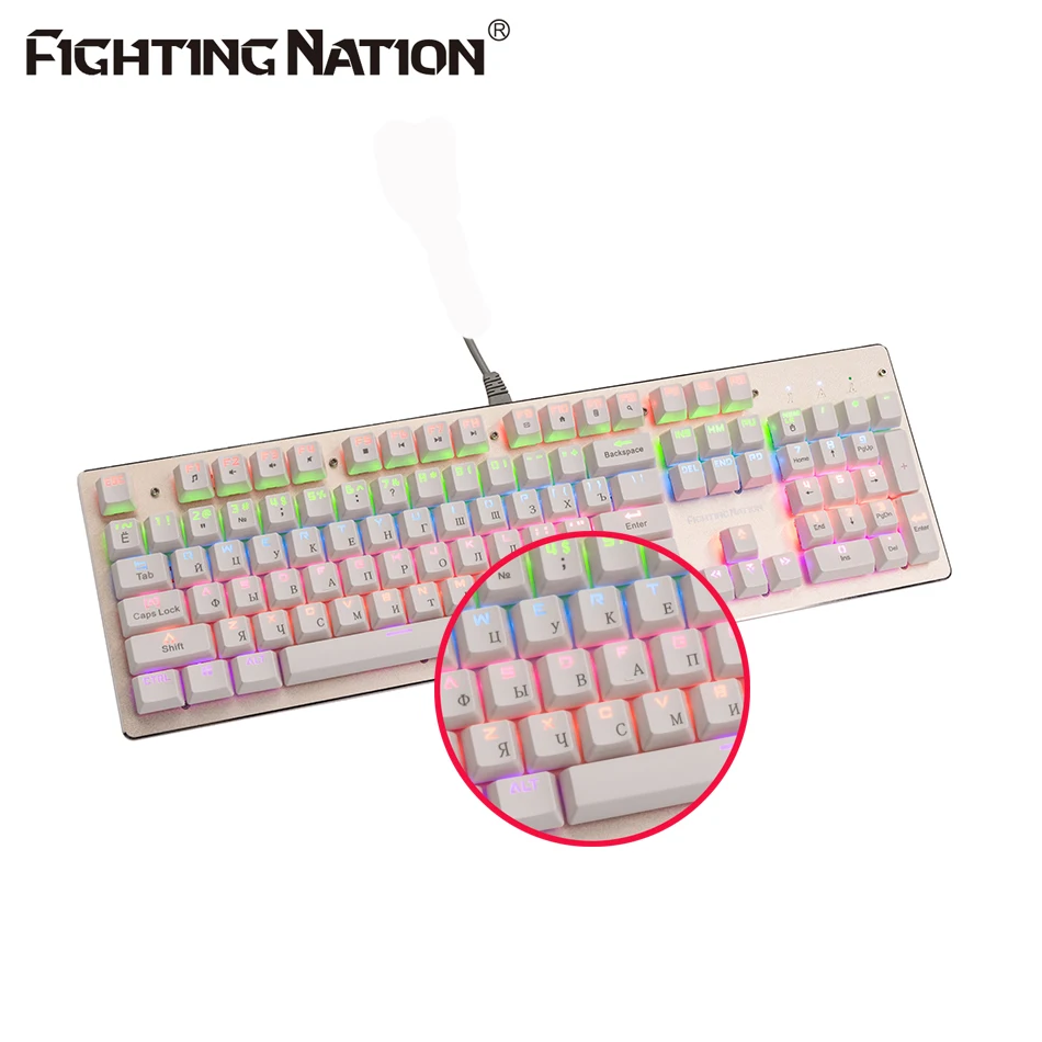 

FIGHTING NATION Russian Mechanical Backlit Illuminated Wired USB Game Gaming Gamer Computer Keyboard Backlight Keycaps