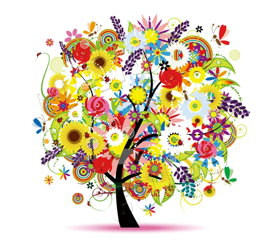 Flower Trees Iron-On Transfer Badges Clothing Deco New Design Heat Transfer Diy Accessory Washable Patch (1)