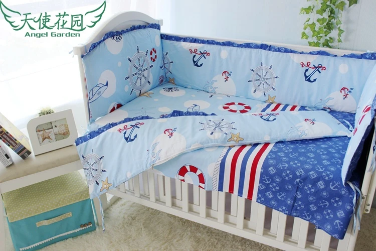 120*70cm Sports Boy Baby Crib Bedding set Embroidered Comforter Bumpers
