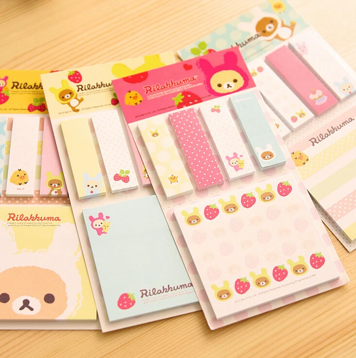 

C39 Kawaii Cute Rilakkuma Sticky Notes Stickers Notepads Stationery Papelaria Planner Memo Pad Student Gift Message Leave